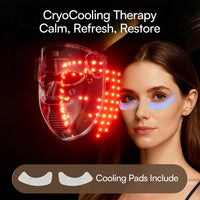 INIA Glow 4D - Máscara de terapia de luz roja inalámbrica para cara, NIR dual, 320 LED, 4 modos, refrigeración debajo de los ojos, máscara facial LED inalámbrica y recargable para el hogar y viajes, r