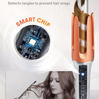 Rizador automático SHEGLAM de 3,17 cm con 3 temperaturas, calentamiento rápido, rotación bidireccional, protección anti-quemaduras, anti-enredos, apagado automático para peinar el cabello.
