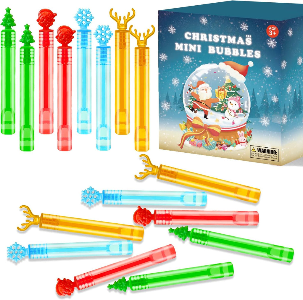 Christmas Mini Bubbles Wand Party Favors Supplies Bulk for Kids 100 Pack