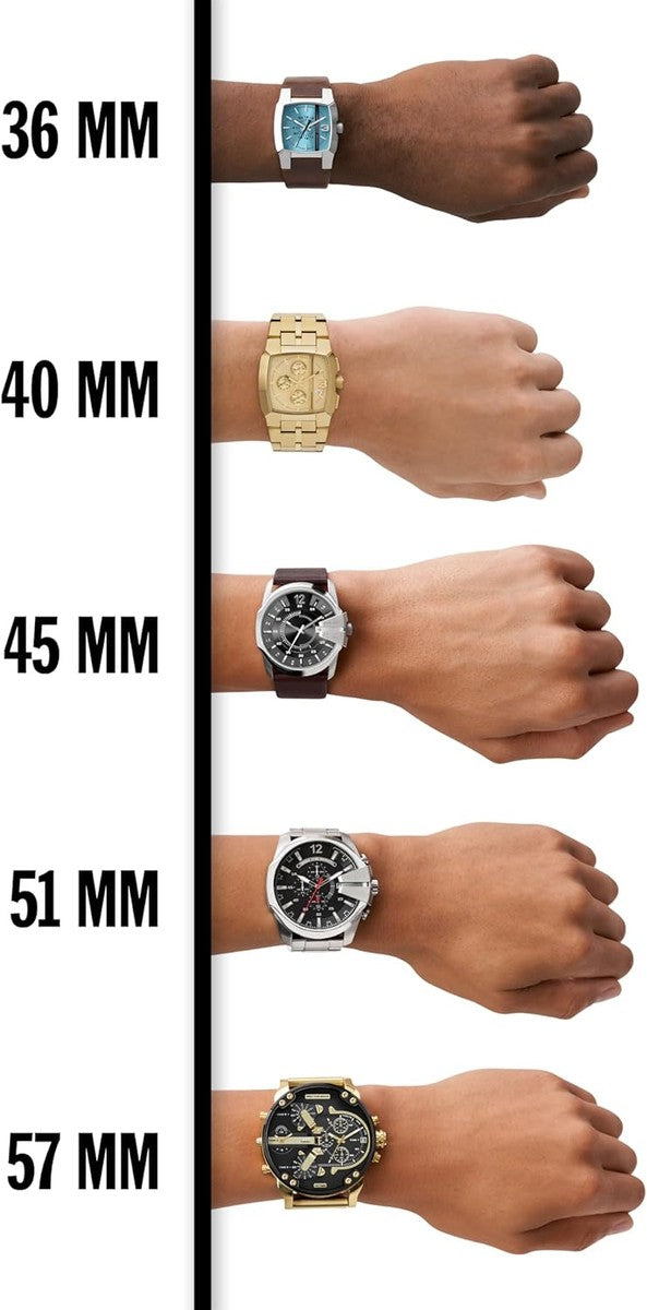 Diesel Double Down Silicone Three-Hand Analog Men's Watch, Big Face Watch for Men
