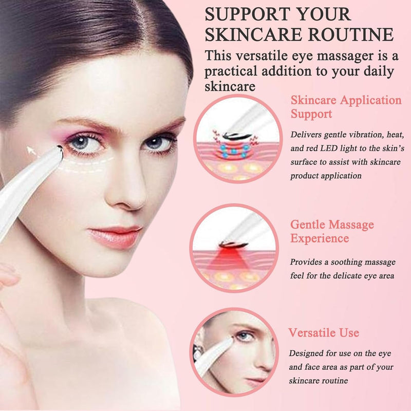 Vowleike Varita de Levantamiento de Ojos, 3 en 1 con Luz Roja Vibratoria 98°F a 113°F Pantalla LCD Masajeador de Ojos para Ojos Secos, Ojeras e Hinchazón, Eléctrico para Cara, Bolígrafo Escultor de