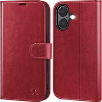 OCASE for iPhone 16 Wallet Case, Card Holder, Red