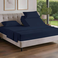 Flex Top Split Head King 4 Piece Sheet Set - Soft & Breathable - Navy Blue