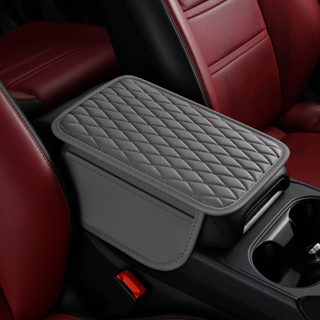 BNMFFYU Car Center Console Cover Fit for Toyota Highlander: Leather Car Armrest Cover Cushion with 2 Storage Bags - Car