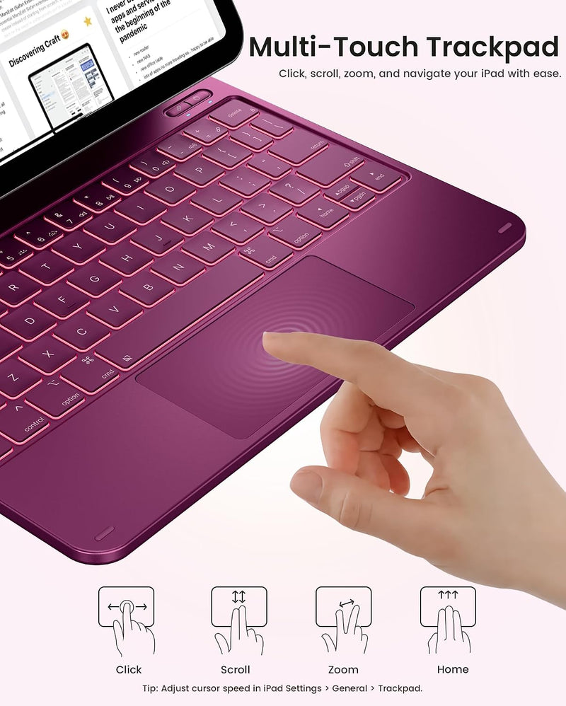 Funda con Teclado typecase Edge para iPad 11" (A16) / 10.ª Gen - Frambuesa