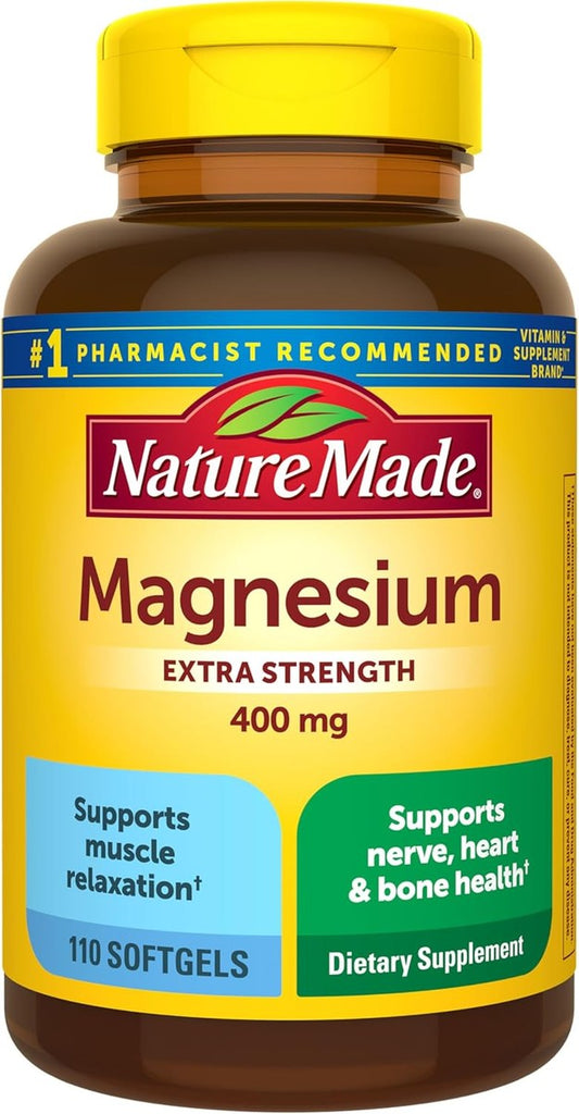 Nature Made Nature Made Oxido de magnesio extra fuerte 400 mg, suplemento dietético para apoyo muscular, 110 unidades