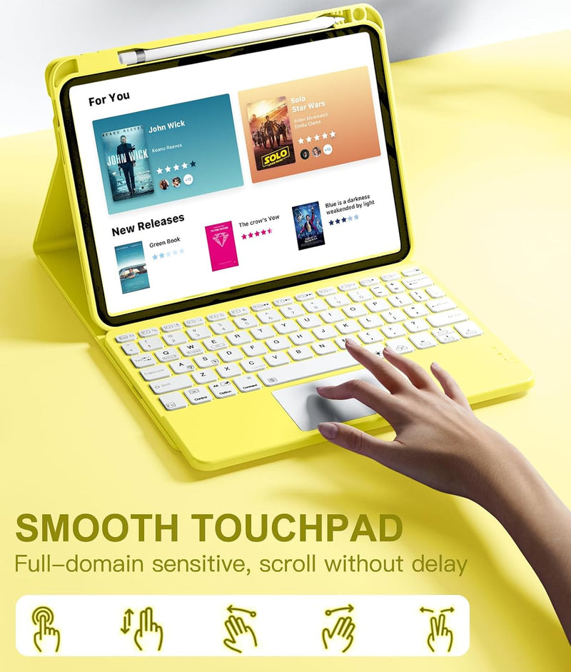 Funda con Teclado Harvopu para iPad 11" (A16) / iPad 10.ª Gen - Amarillo