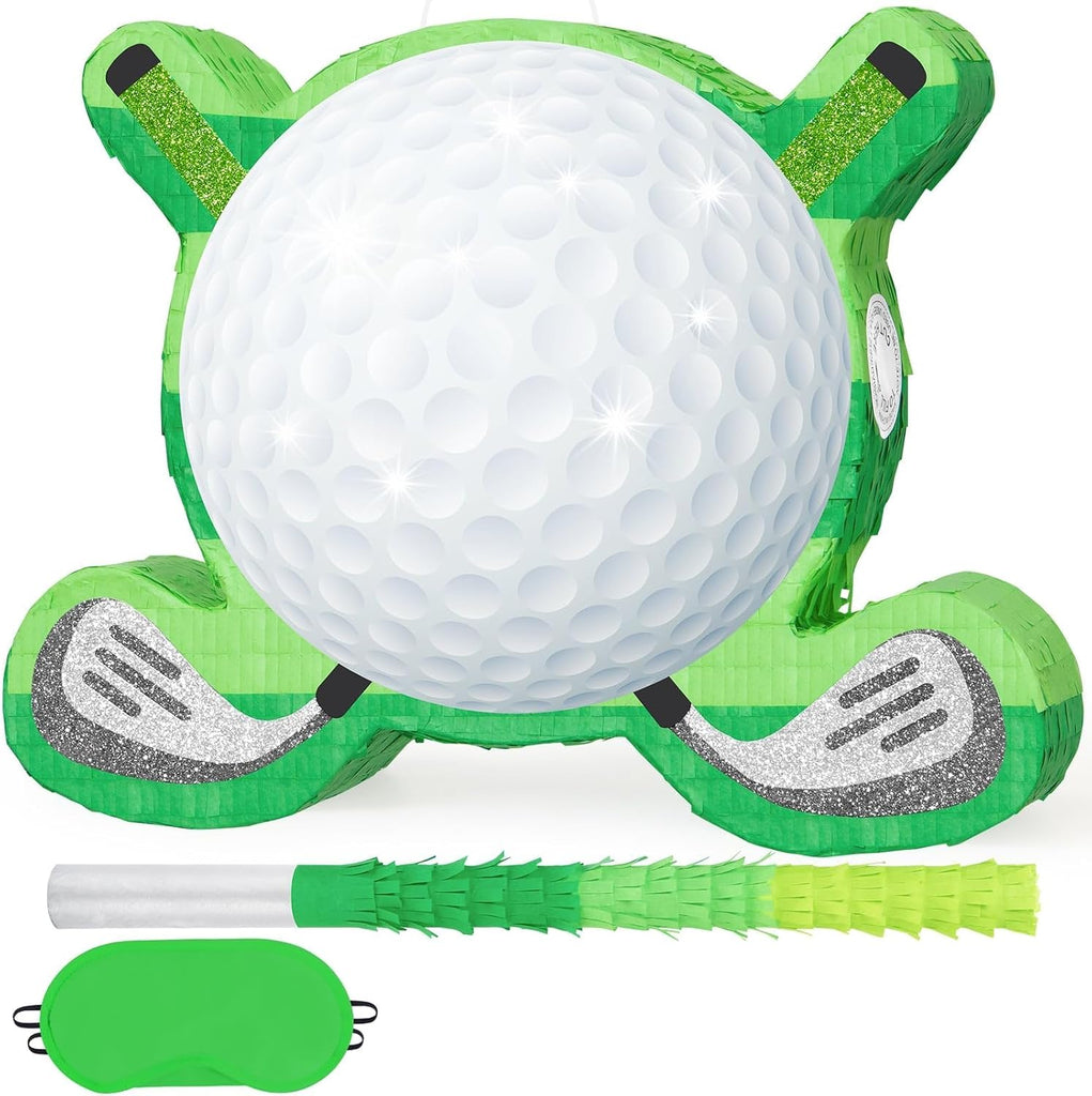 WERNNSAI Golf Piñata - Green Golf Ball & Club Shaped, Golf Party Supplies