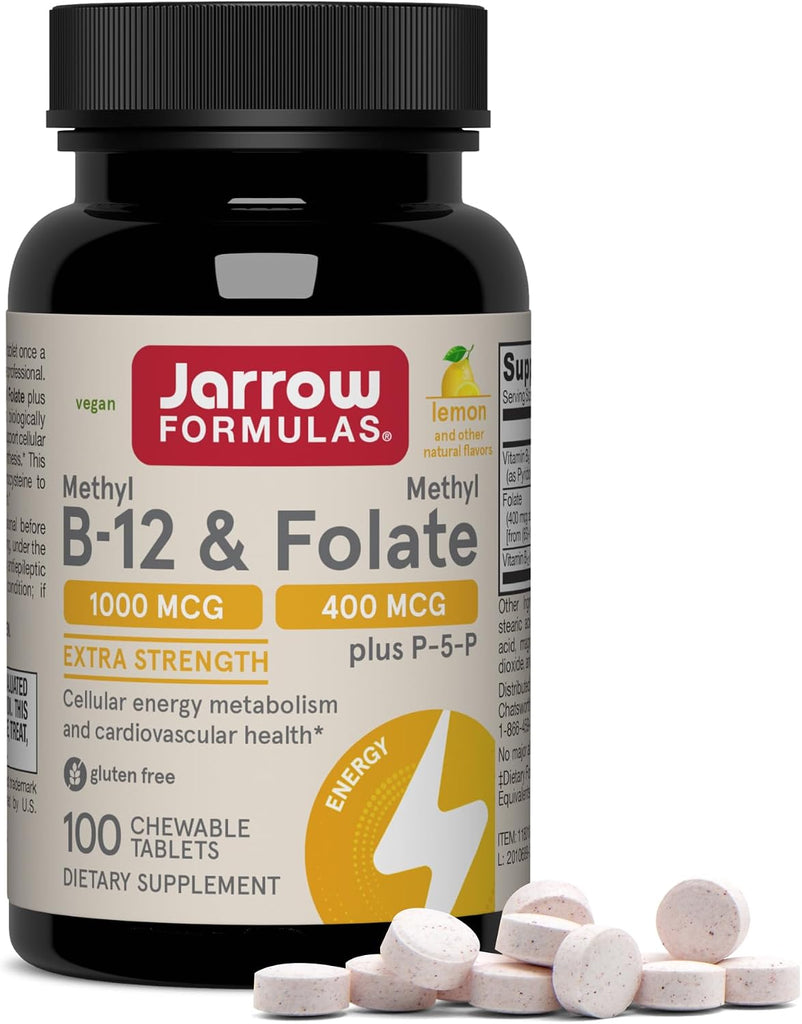 Jarrow Methyl B-12 & Methyl Folate Supplement, 100 Chewable Tablets