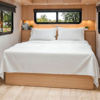 Short Queen Size 4 Piece Bed Sheet Set - RV Short Queen Sheets - White