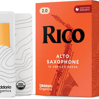 Rico Organic Alto Saxophone Reeds, Strength 2.0, 10 Pack