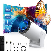 Wireless Mini Projector with WIFI 6 and Bluetooth, 4K 1080P Support Portable Projector 180° Rotatable. 17"-130" Screen Video Projector. Compatible for Smartphone, Laptop, PC(Q5 mate)