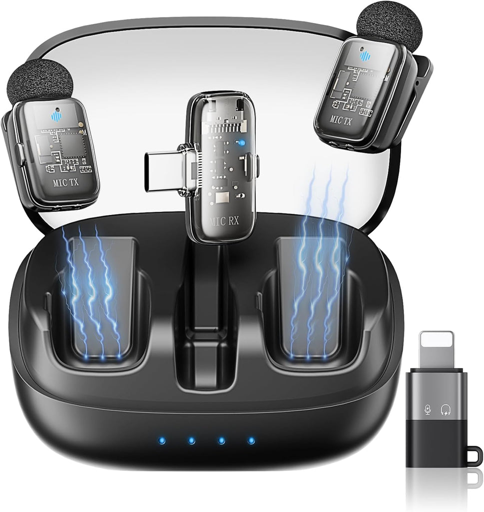 KUKIHO Mini 2 Wireless Lavalier Microphones for iPhone 15/16/17 & Android, 3-Level Noise Reduction, Plug & Play, 36H Bat