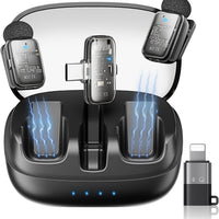 KUKIHO Mini 2 Wireless Lavalier Microphones for iPhone 15/16/17 & Android, 3-Level Noise Reduction, Plug & Play, 36H Bat