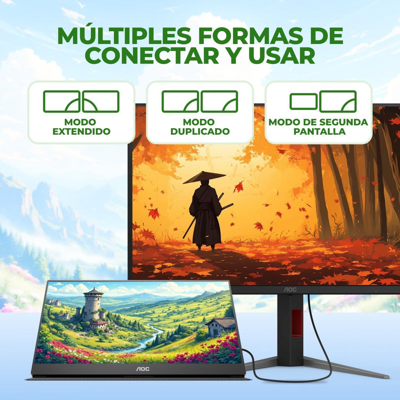 AOC 16" Portable Monitor FHD 60Hz USB-C IPS Ultra Slim Smart Cover 16T20
