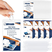 200 Pack 10 Mil Self Seal Laminating Pouches with Loops 2 1/2" x 4 1/4" Hard Self Laminating Sheet for 2.5"×4" Luggage T