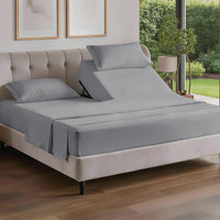 Flex Top Split Head King 4 Piece Sheet Set - Soft & Breathable - Steel Blue
