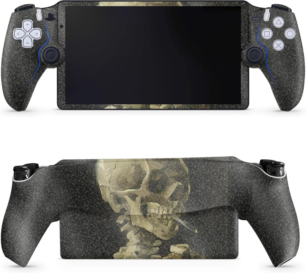Glossy Glitter Gaming Skin Compatible with PS5 Portal Remote Player - Skull with Cigarette - Premium 3M Vinyl Protective