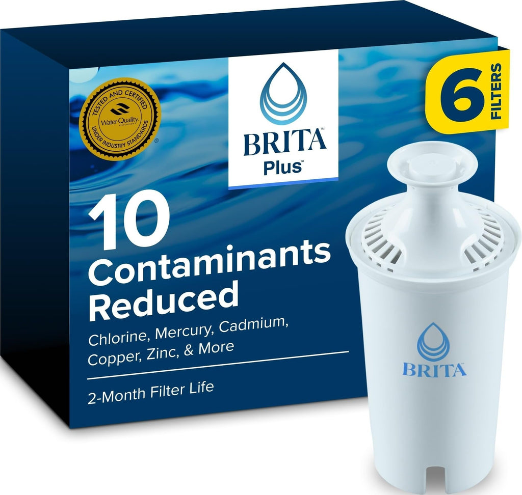 Brita Plus Replacement Water Filter, For Pitchers and Dispensers, 6 Pack
