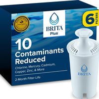 Brita Plus Replacement Water Filter, For Pitchers and Dispensers, 6 Pack