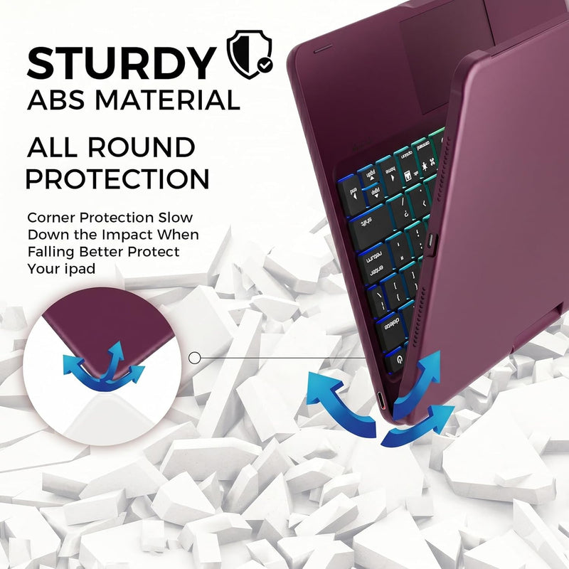Funda con Teclado NOKBABO para iPad 10/11 (A16) y Air 11" (M4/M3/M2) - Frambuesa