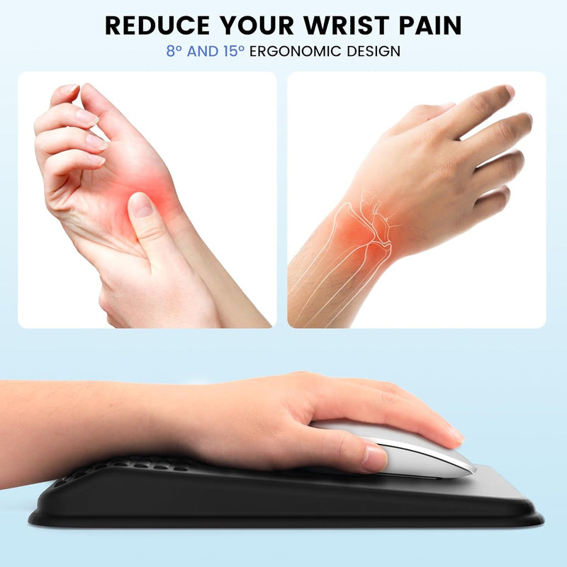 MEKASS Ergonomic Mouse Pad with Wrist Rest Support for Pain Relief (Black)