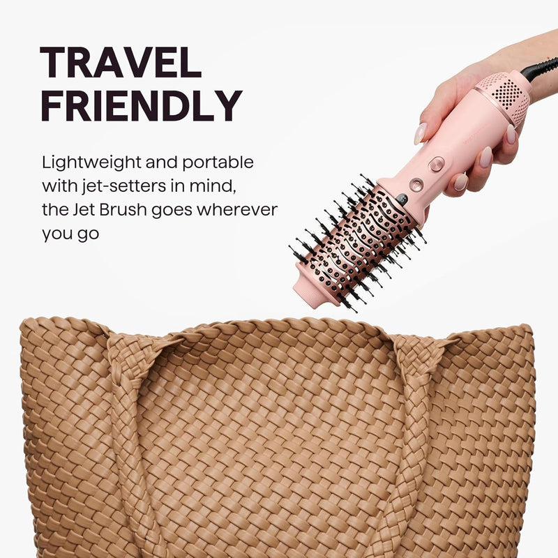 Wavytalk Cepillo secador de pelo de doble voltaje para Perú y viajes internacionales, mini cepillo jet de 110 V-240 V, cepillo secador de pelo iónico que reduce el daño, cabello lacio