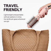 Wavytalk Cepillo secador de pelo de doble voltaje para Perú y viajes internacionales, mini cepillo jet de 110 V-240 V, cepillo secador de pelo iónico que reduce el daño, cabello lacio