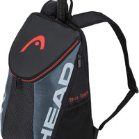 HEAD Tour Team Tennis Backpack 2 Racquet Carrying Bag w/Padded Shoulder Straps & Shoe Compartment - Black/Grey.