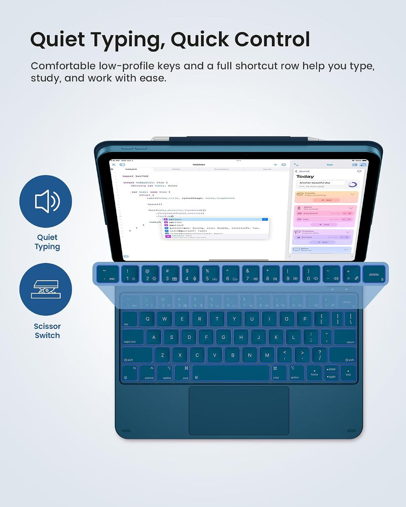 Funda con Teclado typecase Edge para iPad 11" (A16) / 10.ª Gen - Azul Pacífico