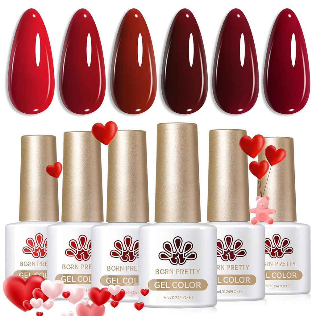 Born Pretty Red Gel Nail Polish Dark Red Burgundy Blood Cherry Wine Red