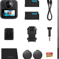 GoPro MAX2 + Accessory Bundle - Includes 4ft (1.2m) Extension Pole, 2 1960mAh Enduro Batteries, 64GB SanDisk microSD Card