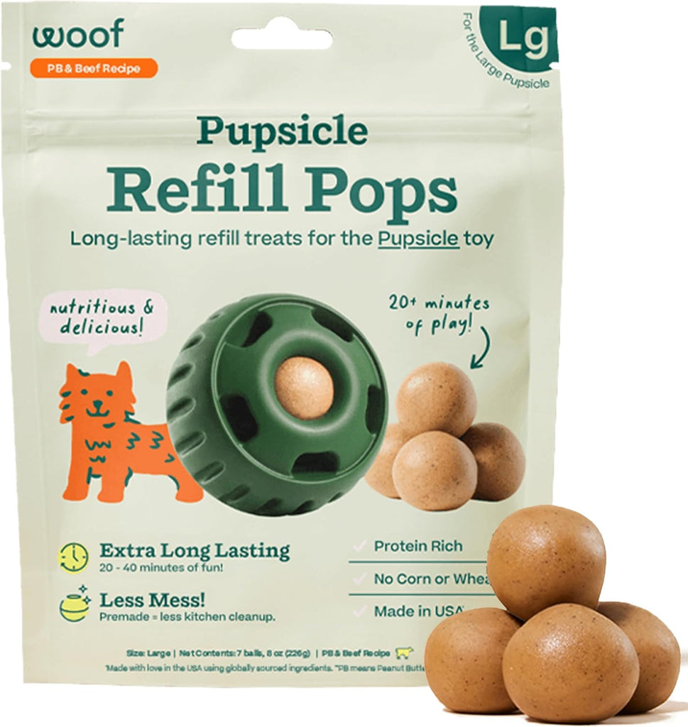 WOOF Pupsicle Peanut Butter & Beef Refill Pops Dog Treats, Large, 7 Count