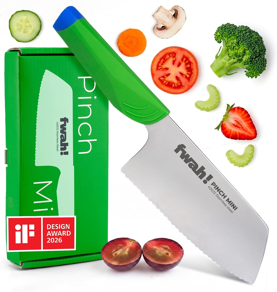 FWAH! Pinch Mini Toddler Chef Knife - Safety Knife for Real Cooking, Age 3+