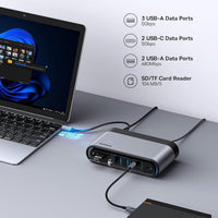Baseus 17-in-1 Laptop Docking Station 3 Monitors with 4K HDMI+DP, USB C Docking Station with 7 USB, 1000Mbps Ethernet, 100W PD, Card Readers Compatible with Acer/HP/Lenovo/Mac/Dell