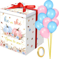 Hungdao Fall Pumpkin Gender Reveal Set with 10 Balloon Box Ribbon