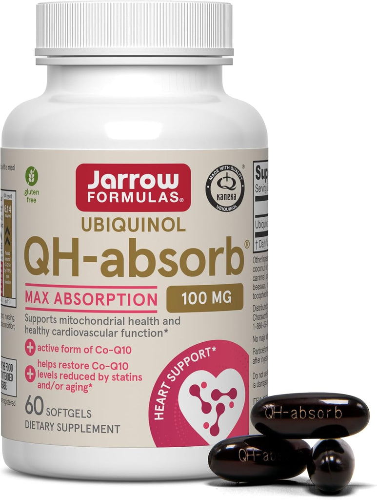 Jarrow QH-Absorb Ubiquinol 100mg CoQ10, Heart Health, 60 Softgels - 60 Count (Pack of 1)