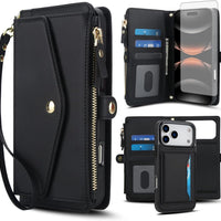 Phone Case for iPhone 17 Pro Max 6.9 inch 2025 Wallet Cover Compatible with Magsafe RFID Screen Protector Crossbody Lany