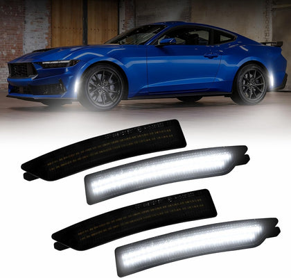 AUTOONE Upgraded LED Side Marker Lights White for Ford Mustang 2024-2025