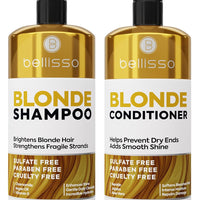 Blonde Shampoo and Conditioner Set - Sulfate Free - For Natural and Color Treated Hair - Zero Paraben Treatment, Moisturizing Salon Formula with Pump - For Women and Men - 16 Fl Oz (Set of 2)