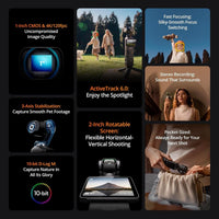 DJI Osmo Pocket 3 Vlog Combo, Vlogging Camera with 1'' CMOS & 4K/120fps for YouTube, Mic Mini Transmitter (Infinity Black)