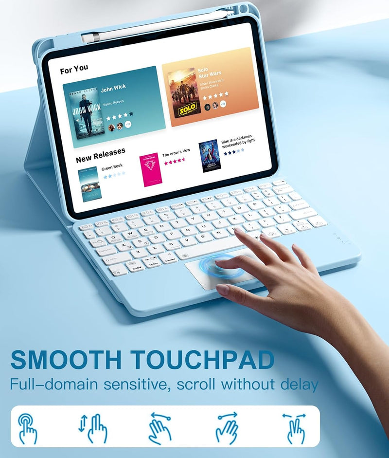 Funda con Teclado Harvopu para iPad 11" (A16) / iPad 10.ª Gen - Celeste
