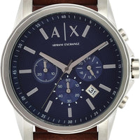 Armani Exchange A｜X Men's Chronograph Silver Stainless Steel and Brown Leather Band Watch (Model: A|X2435) - Blue/Blue Silicone