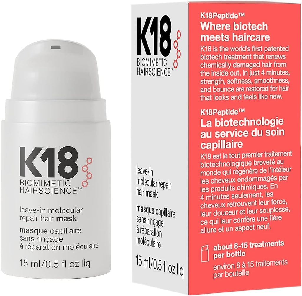 K18 Mascarilla Molecular Capilar Sin Enjuague, Repara el Cabello Seco o Dañado, Revierte el Daño Capilar por Decoloración, Color, Servicios Químicos y Calor
