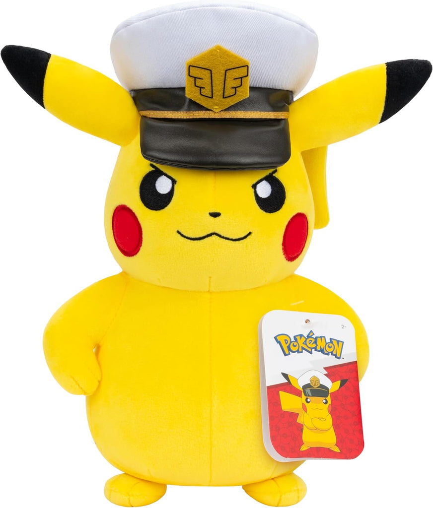 Pokemon Captain Pikachu Plush - 8-Inch Soft Plush with Captain’s Hat and Authentic Details