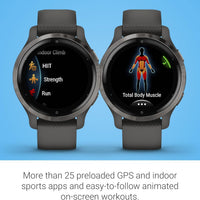 Renewed Garmin Venu 2S, Smaller-Sized GPS Smartwatch with Advanced Health Monitoring and Fitness Features, Slate Bezel with Graphite Case and Silicone Band, (010-02429-00) (Renewed)
