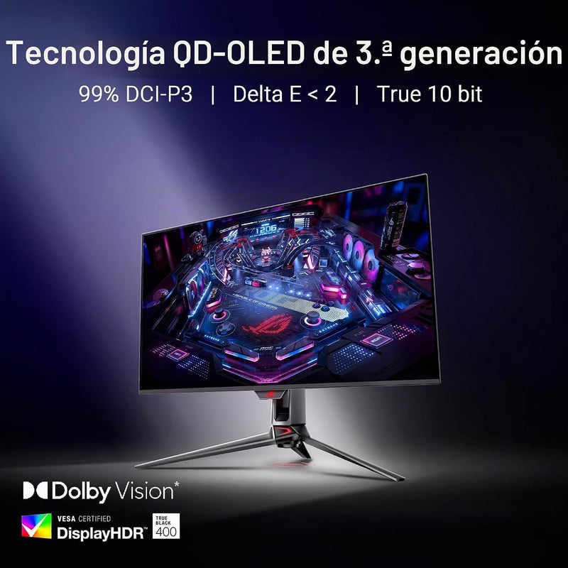ASUS ROG Swift 32” 4K OLED Gaming Monitor (PG32UCDMR) ― 4K (3840 x 2160), QD-OLED, 240Hz, 0.03ms, G-SYNC Compatible, 99% DCI-P3, USB-C 90W, DisplayWidget, DisplayPort 2.1, 3 yr Warranty