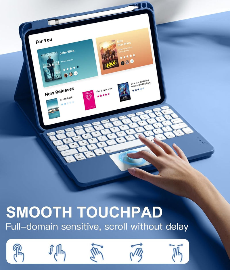 Funda con Teclado Harvopu para iPad 11" (A16) / iPad 10.ª Gen - Azul Marino