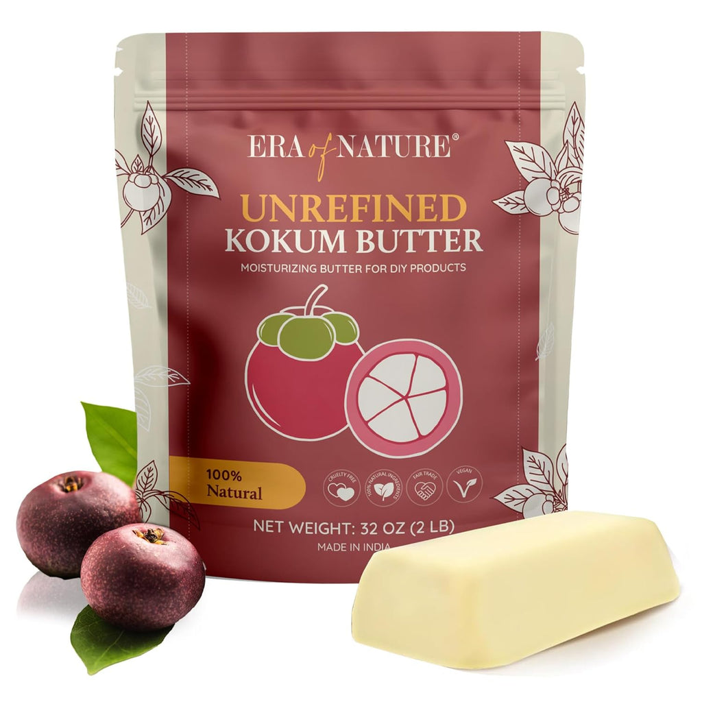 era of nature Kokum Butter Raw - 32 oz (2lb) – Natural Butter for Body Butters, Lotion Bars, Lip Balm, Soap Making – Ble