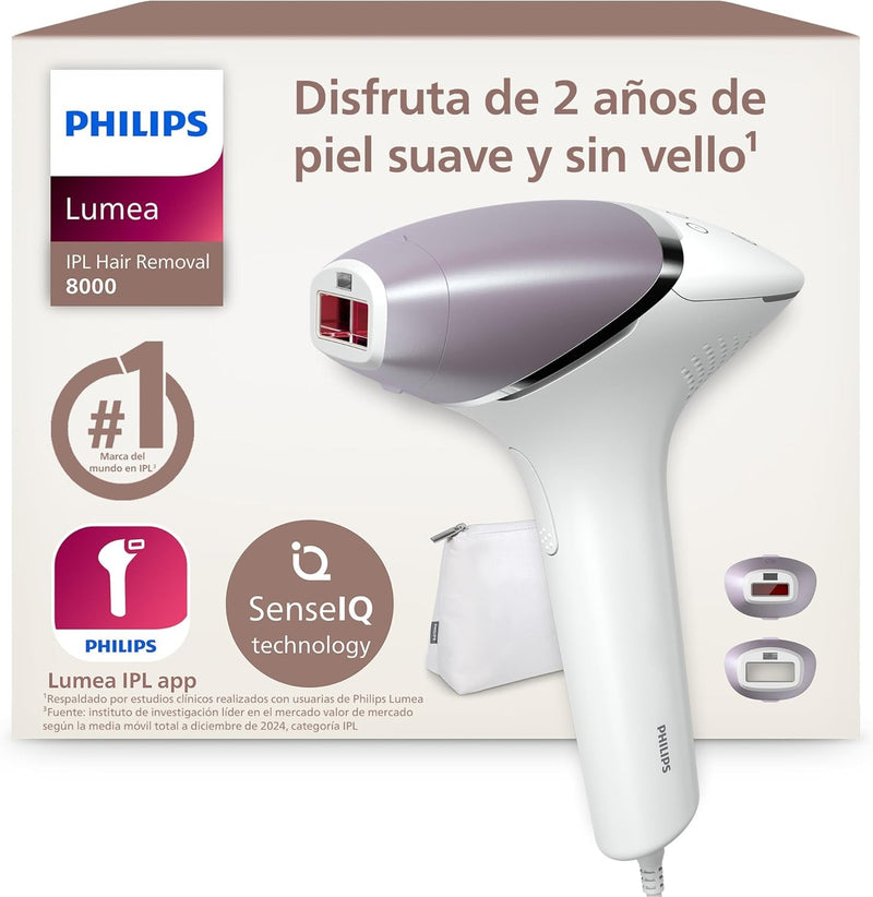 Philips Lumea Serie 9900, depiladora IPL con Inteligencia Artificial, tratamiento personalizado, 4 accesorios para el cuerpo, la cara, la zona del bikini y las axilas, con cable y sin cable, BRI951/00
